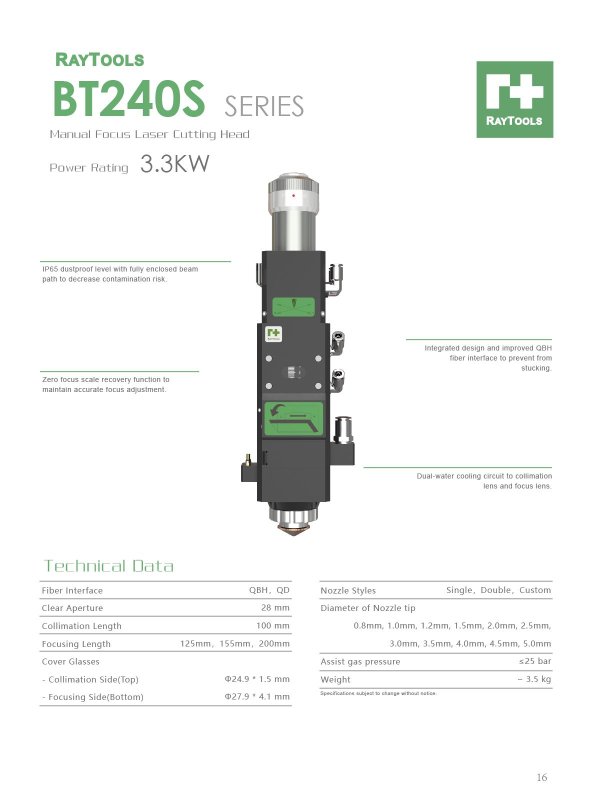 Fiber Lazer Kesim Kafası Raytools Bt240S